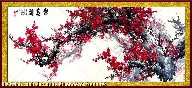 file tranh canh dao nghe thuat decor tranh tet